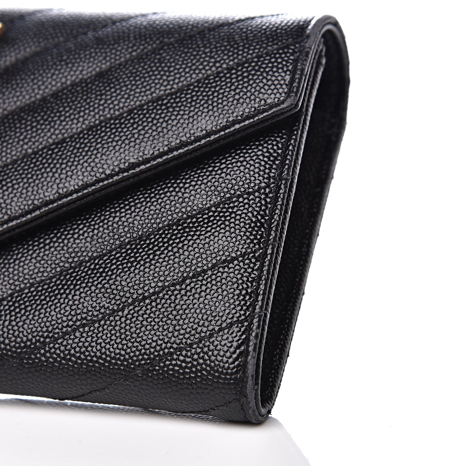 Saint Laurent Grain De Poudre Matelasse Chevron Monogram Flap Wallet Black 9 of 12