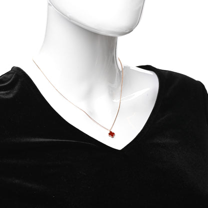 Van Cleef & Arpels 18K Rose Gold Carnelian Sweet Alhambra Pendant Necklace 2 of 7