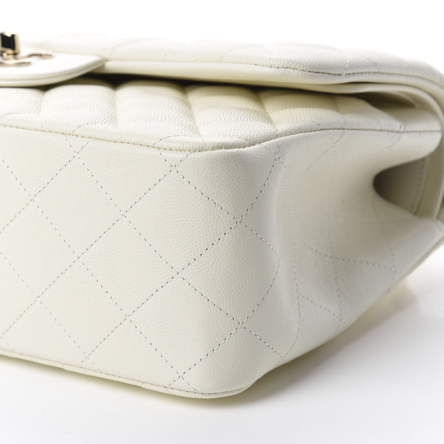 Caviar Quilted Jumbo Double Flap White
