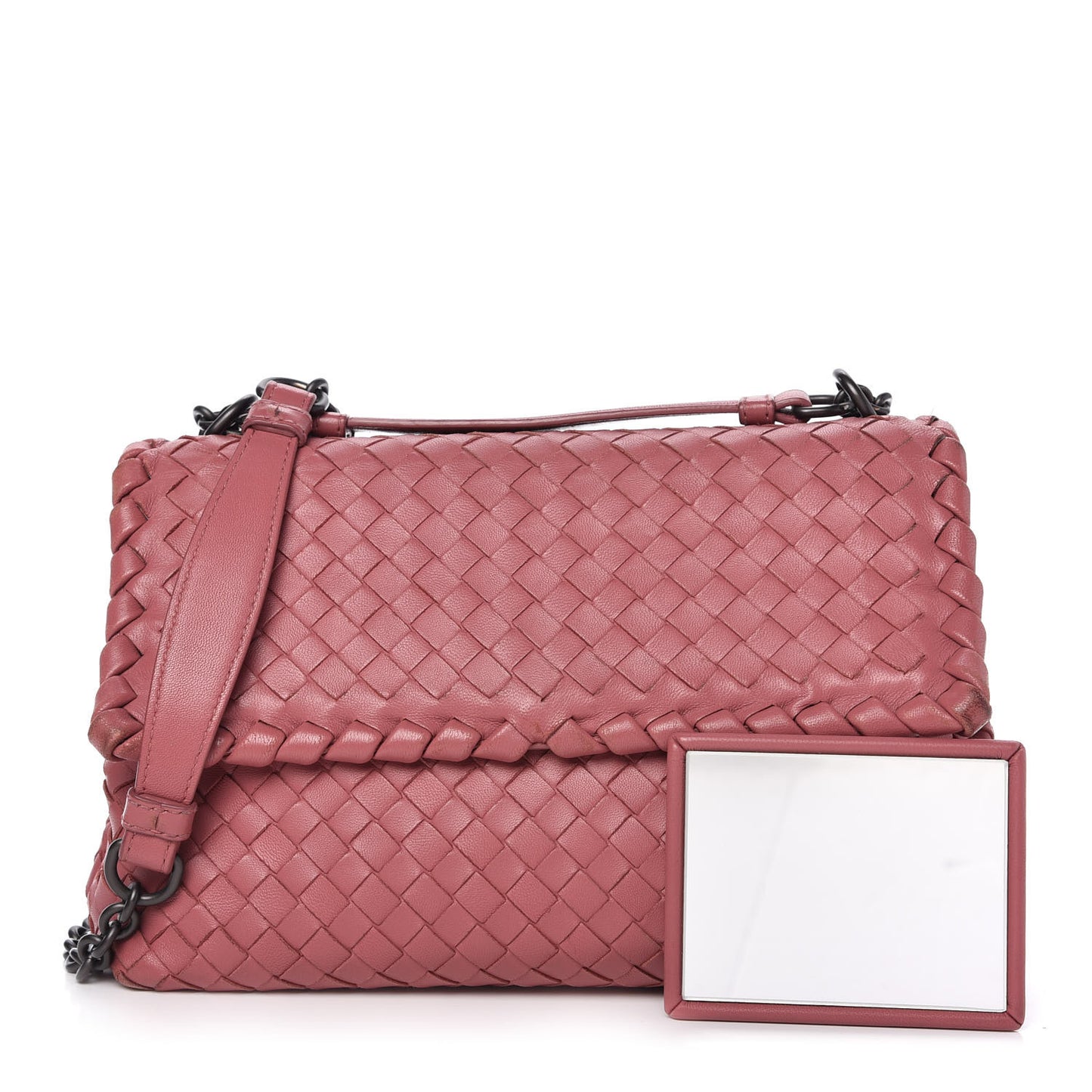 Nappa Intrecciato Small Olimpia Shoulder Bag Rose Pink
