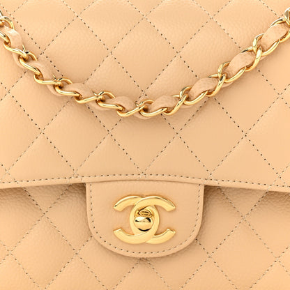 Chanel Caviar Quilted Medium Double Flap Beige Clair 8 of 12