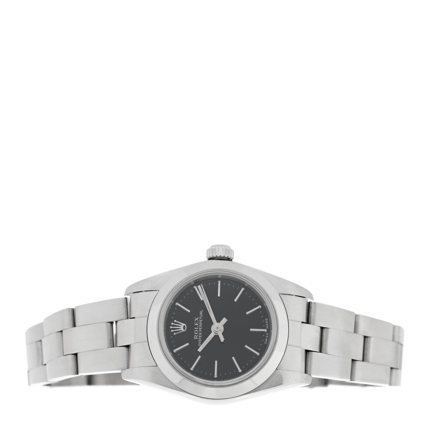Rolex Stainless Steel 24mm Oyster Perpetual Watch Black 76080 2 of 4