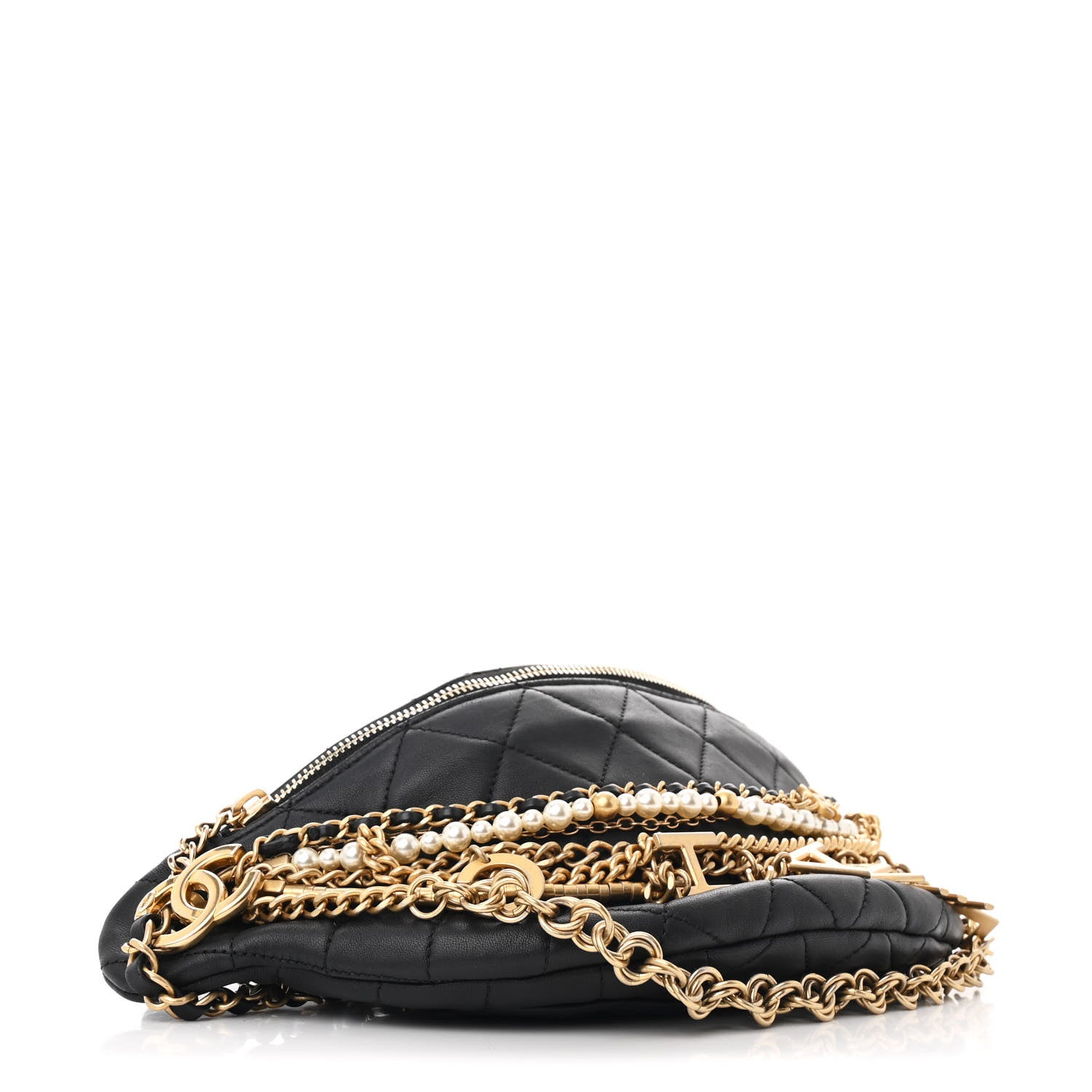 Chanel Lambskin Quilted All About Chains Waist Belt Bag Black 4 of 10