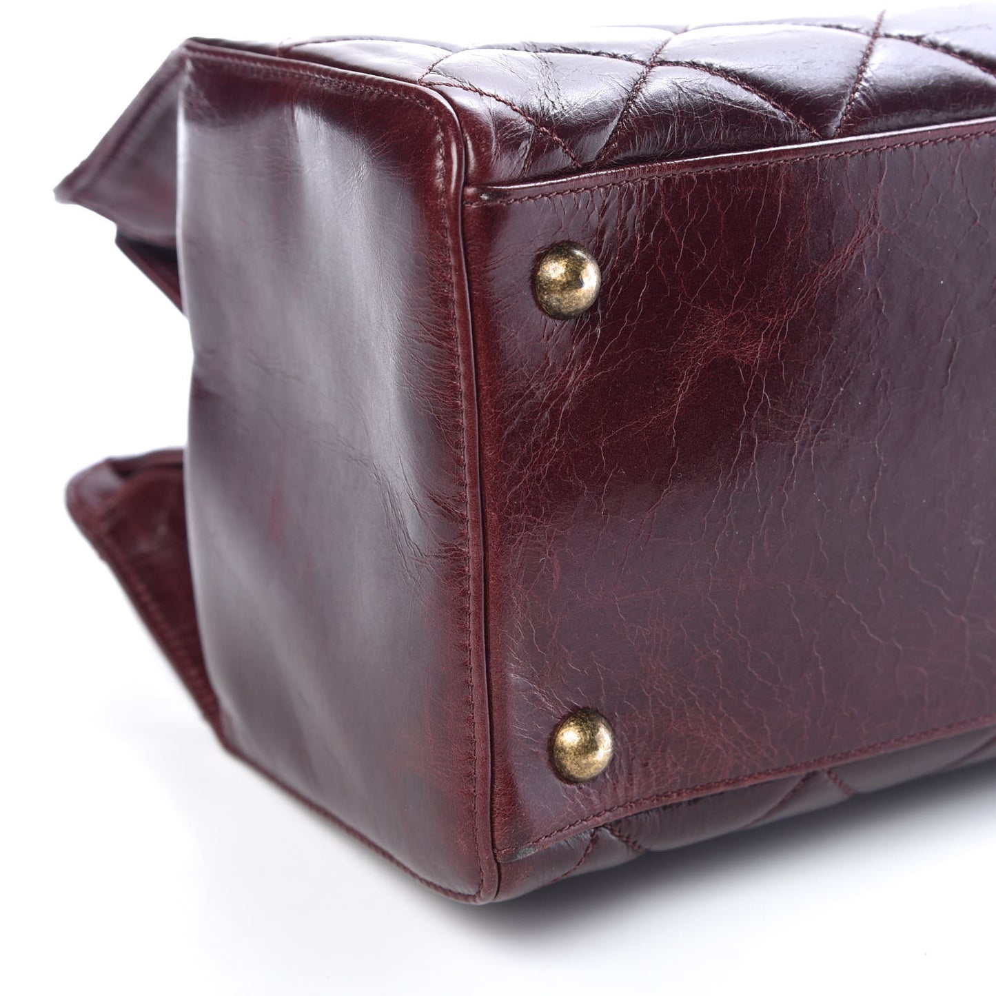 Glazed Calfskin Perfect Edge Tote Bordeaux