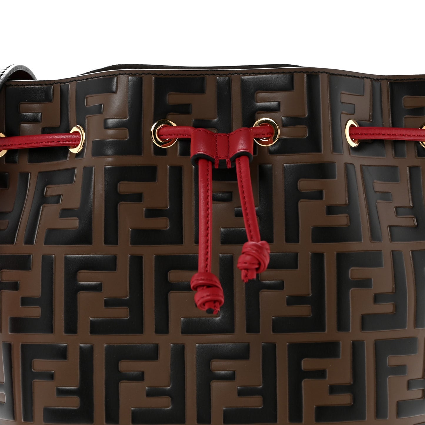 Vitello Grace F is Fendi Bi-Color FF 1974 Embossed Grande Mon Tresor Bucket Bag Maya Black Fragola