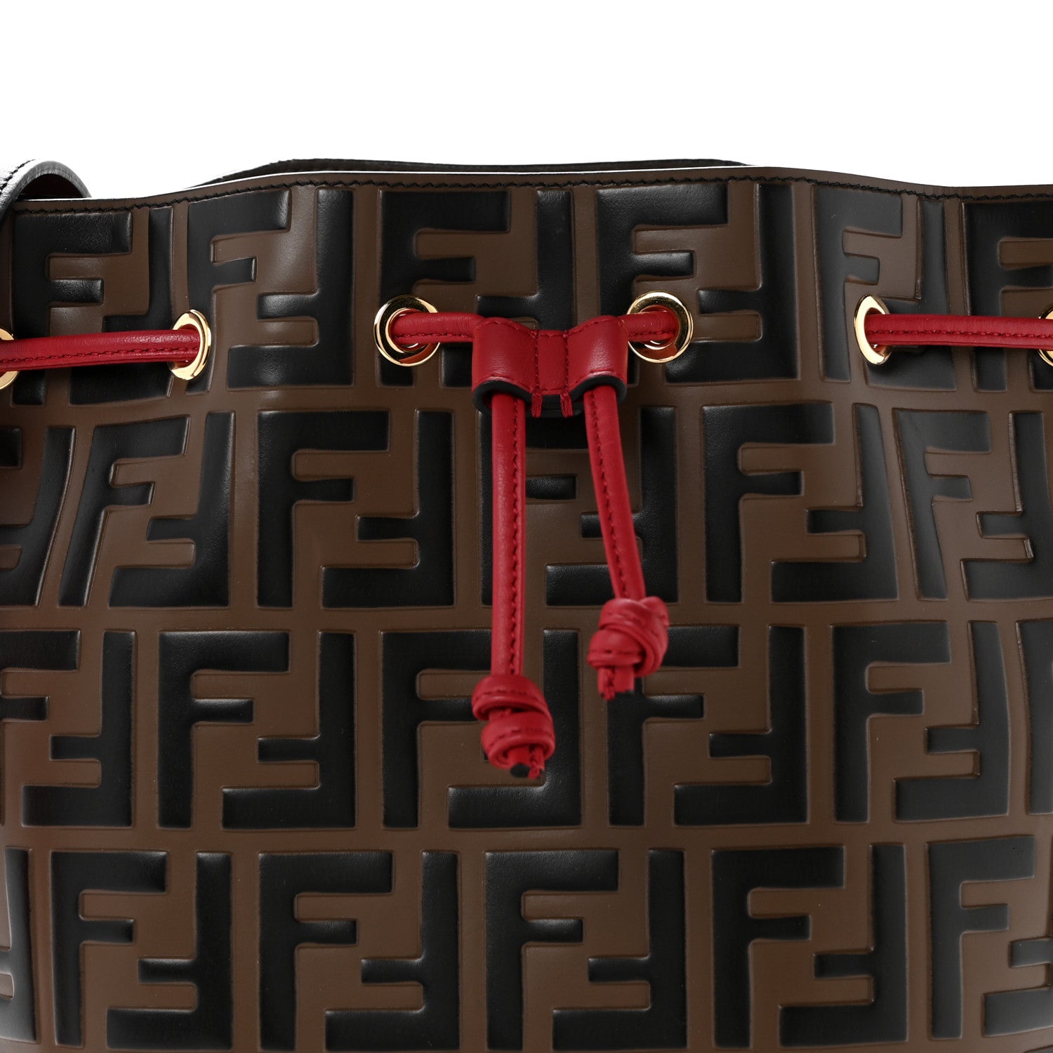 Fendi Vitello Grace F is Fendi Bi-Color FF 1974 Embossed Grande Mon Tresor Bucket Bag Maya Black Fragola 8 of 10