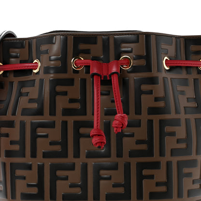 Fendi Vitello Grace F is Fendi Bi-Color FF 1974 Embossed Grande Mon Tresor Bucket Bag Maya Black Fragola 8 of 10