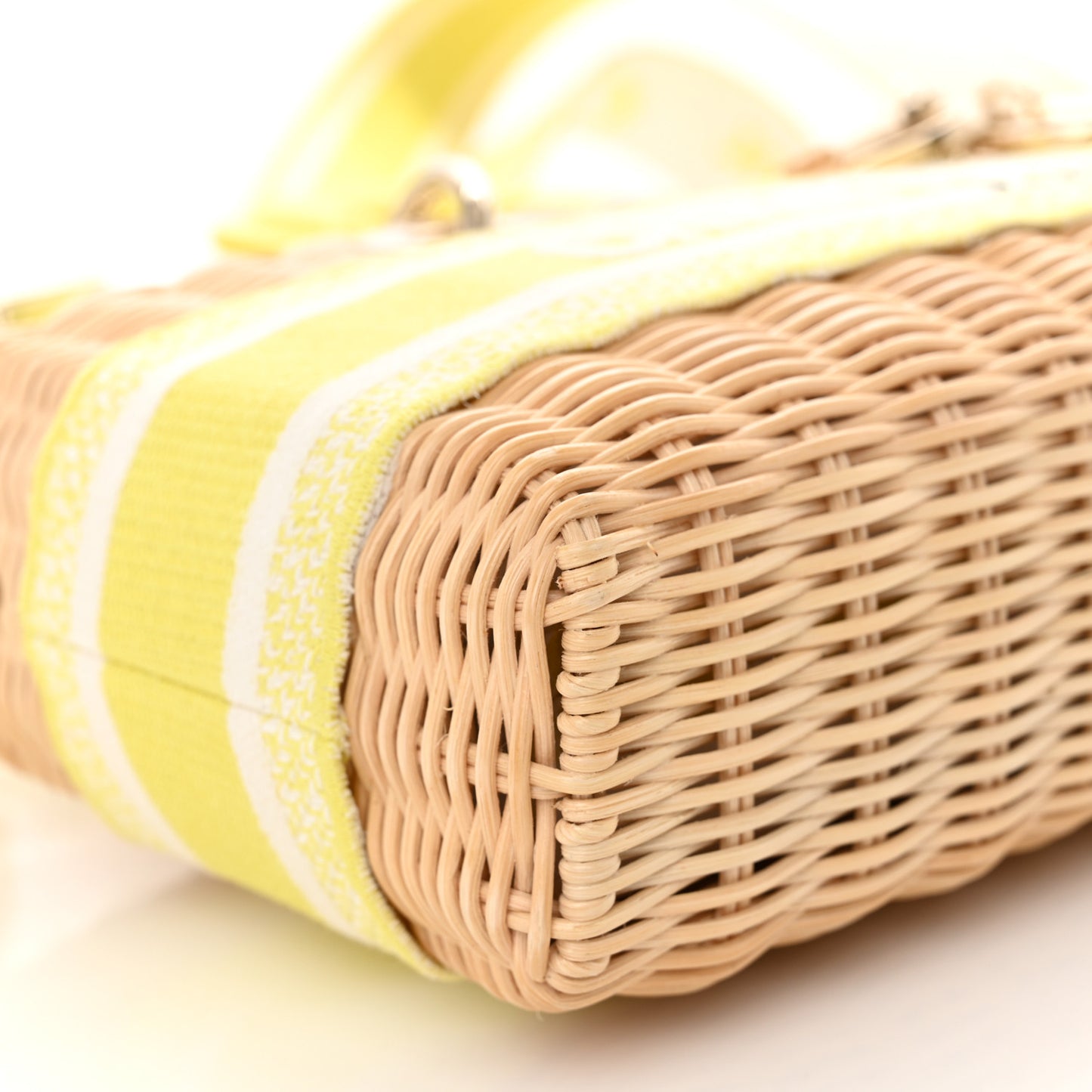 Wicker Oblique Dioriviera Medium Lady D-Joy Bag Natural Fluorescent Yellow
