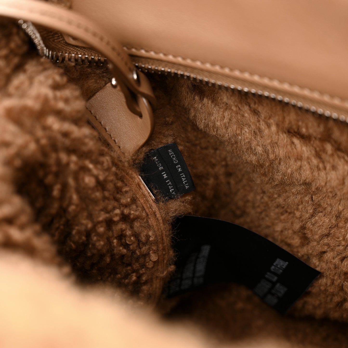 Shearling Suede Shopping Tote Caramel