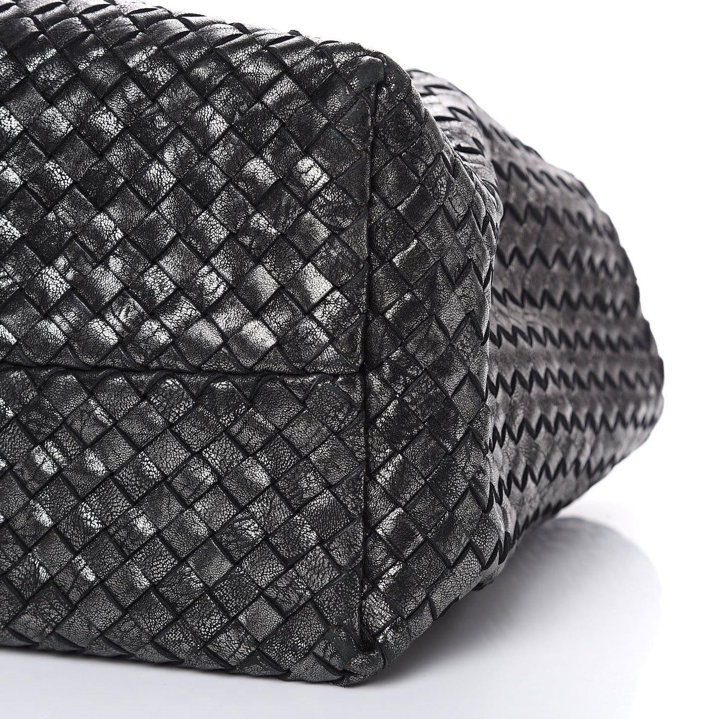 Metallic Nappa Intrecciato Medium Moon Cabat