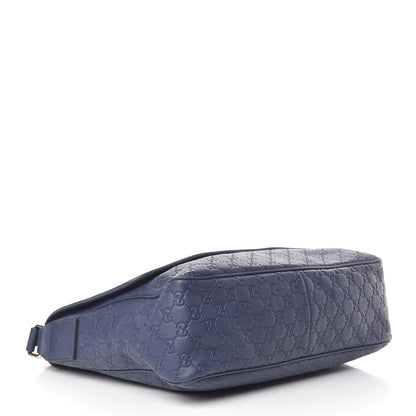 Gucci Guccissima Medium Flap Messenger Bag Blue 4 of 13