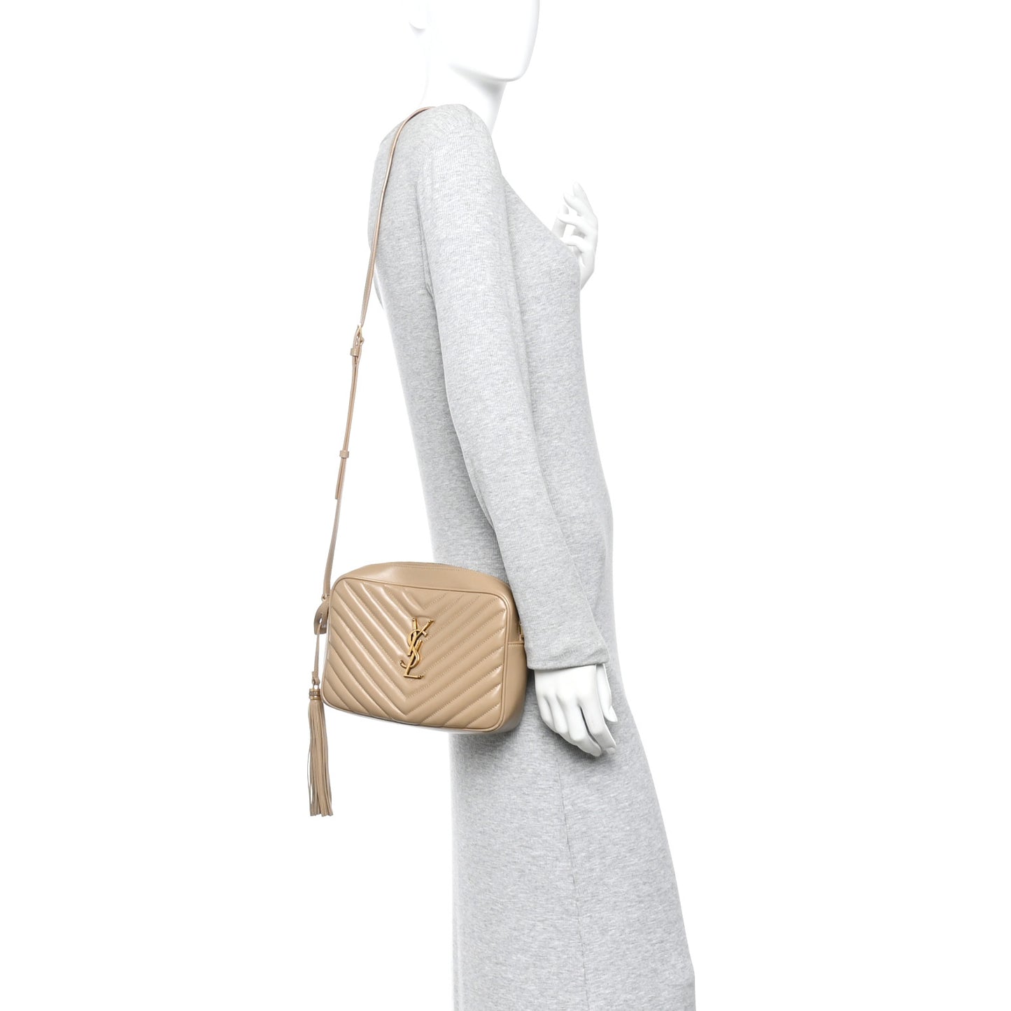 Calfskin Matelasse Monogram Lou Camera Bag Dark Beige