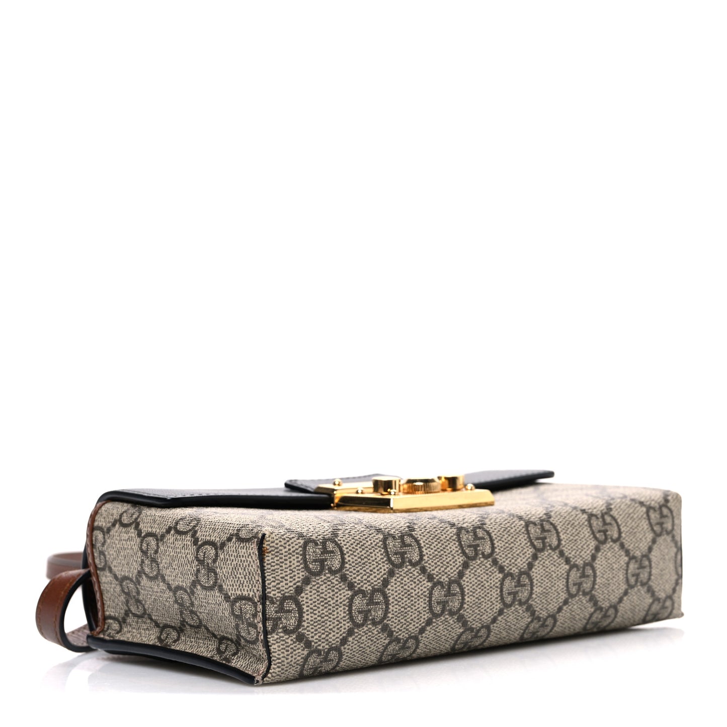 GG Supreme Monogram Calfskin Mini Padlock Top Handle Shoulder Bag Beige Black Cuir
