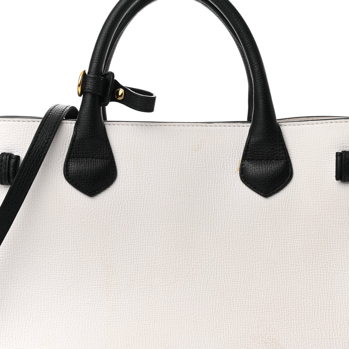 Derby Calfskin House Check Medium Bi-Color Banner Tote Natural Black