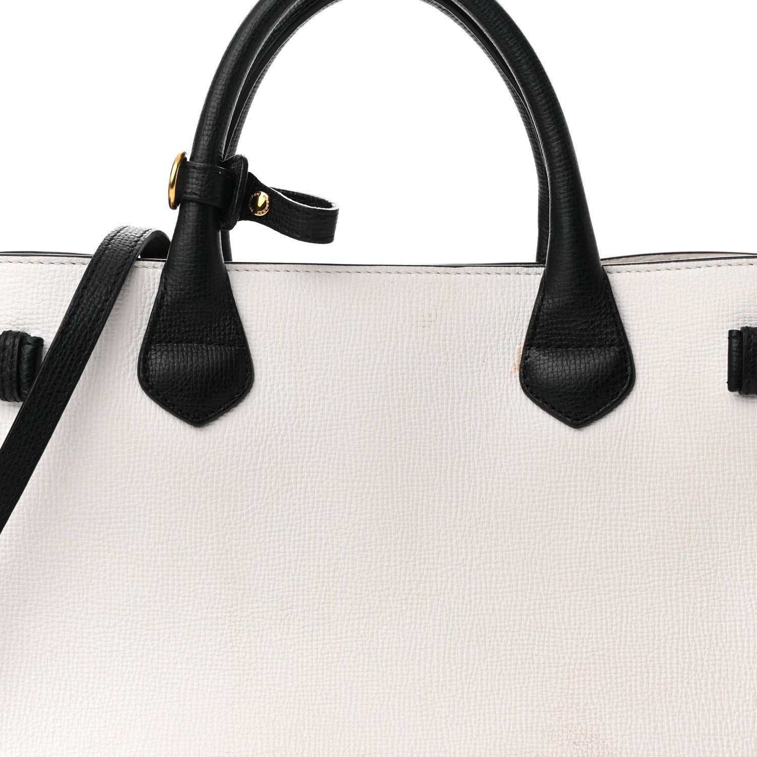Burberry Derby Calfskin House Check Medium Bi-Color Banner Tote Natural Black 7 of 15