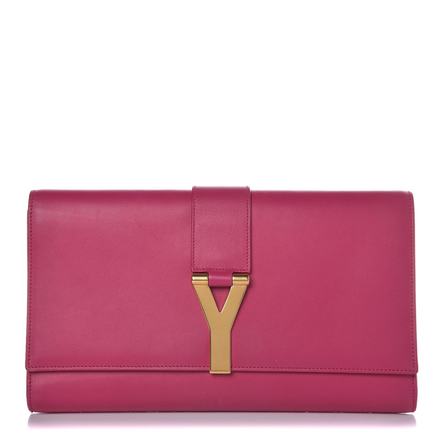 Calfskin Classic Y Ligne Clutch Fuchsia