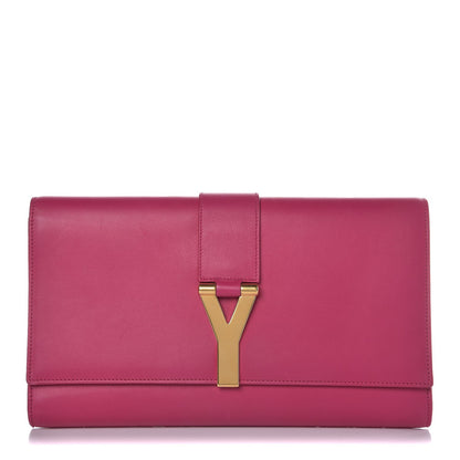 Saint Laurent Calfskin Classic Y Ligne Clutch Fuchsia 1 of 7
