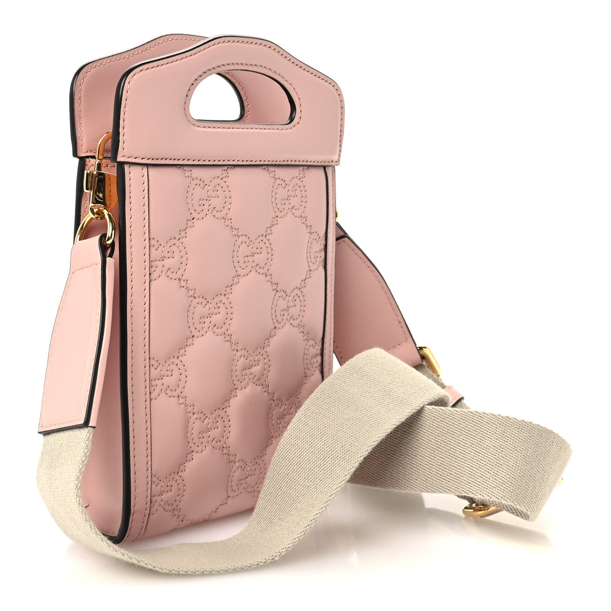 Gucci Calfskin GG Matelasse Mini Top Slip Handle Crossbody Bag Perfect Pink Natural 3 of 10
