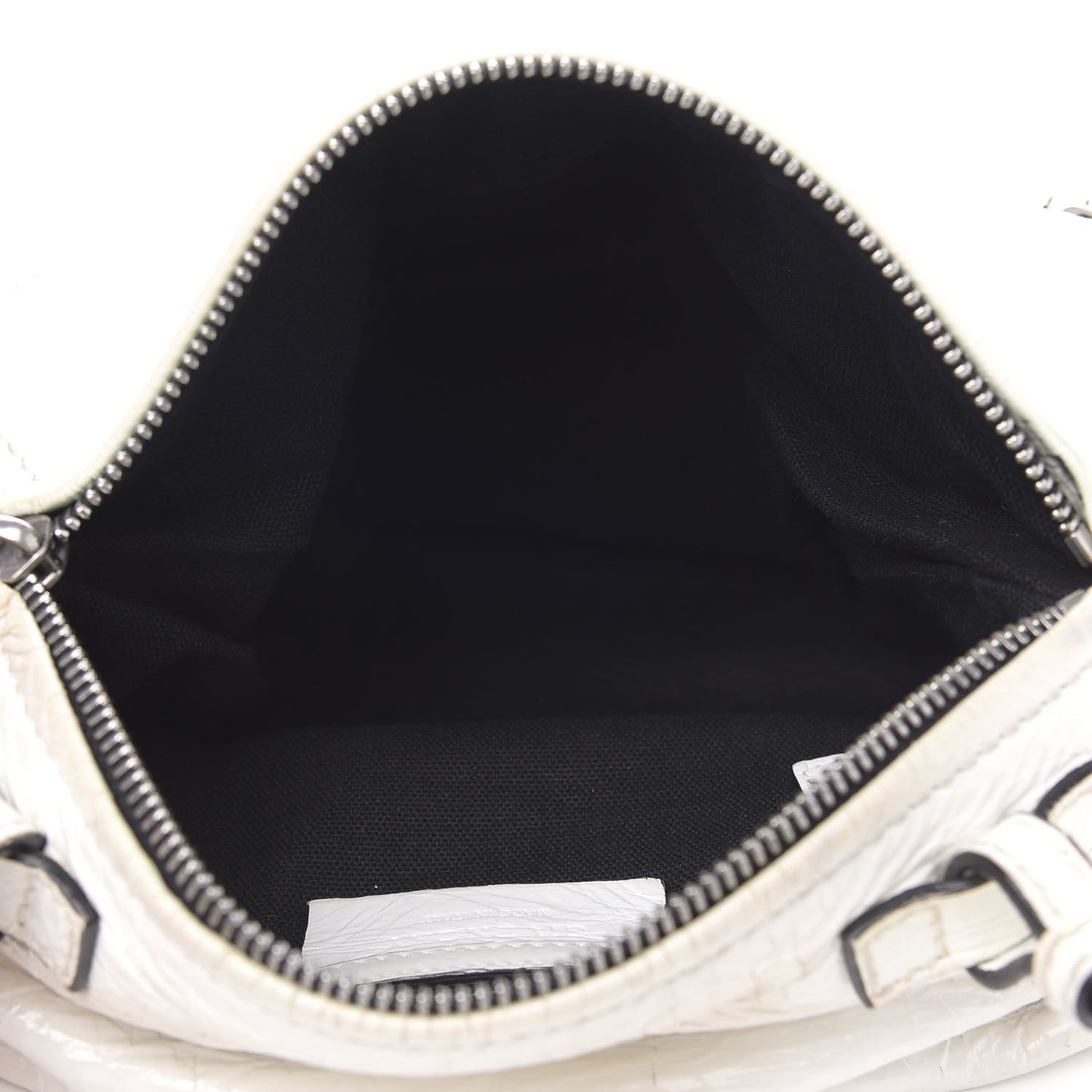 Crinkled Patent Deerskin Mini Pandora White