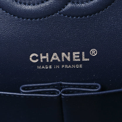 Chanel Tweed Quilted Medium Double Flap Black Blue Sea Green 5 of 9