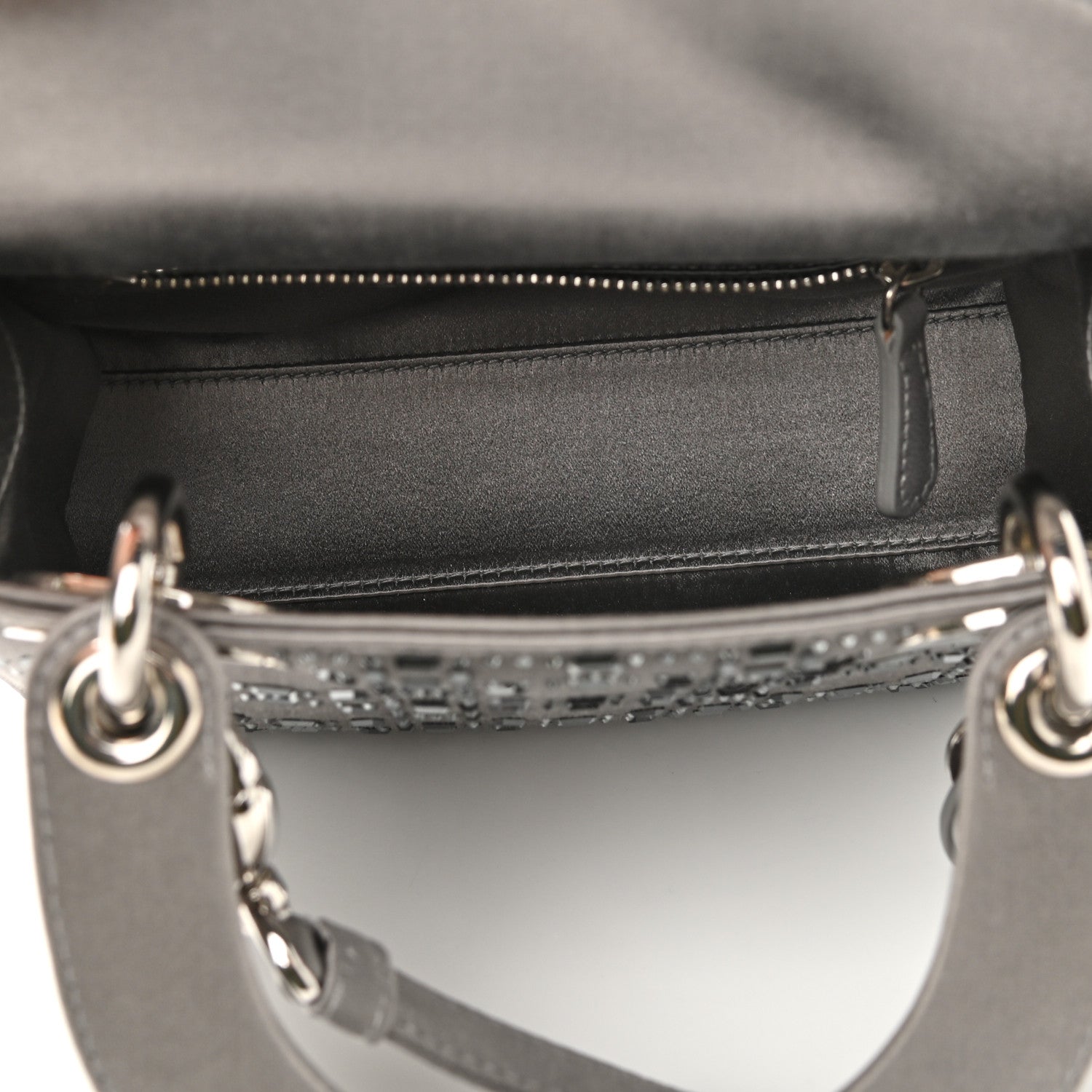 Christian Dior Satin Crystal Cannage Mini Lady Dior Gray 5 of 8