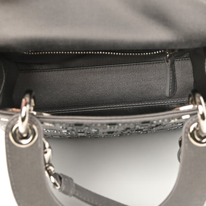 Christian Dior Satin Crystal Cannage Mini Lady Dior Gray 5 of 8