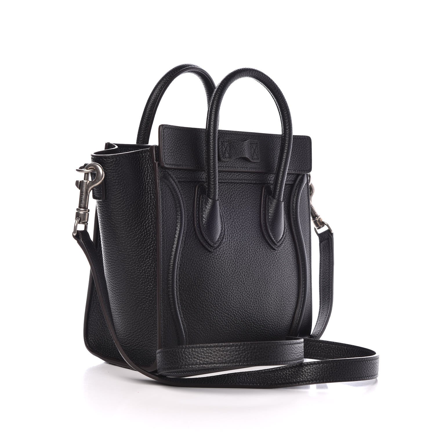 Celine Drummed Calfskin Nano Luggage Black 4 of 8