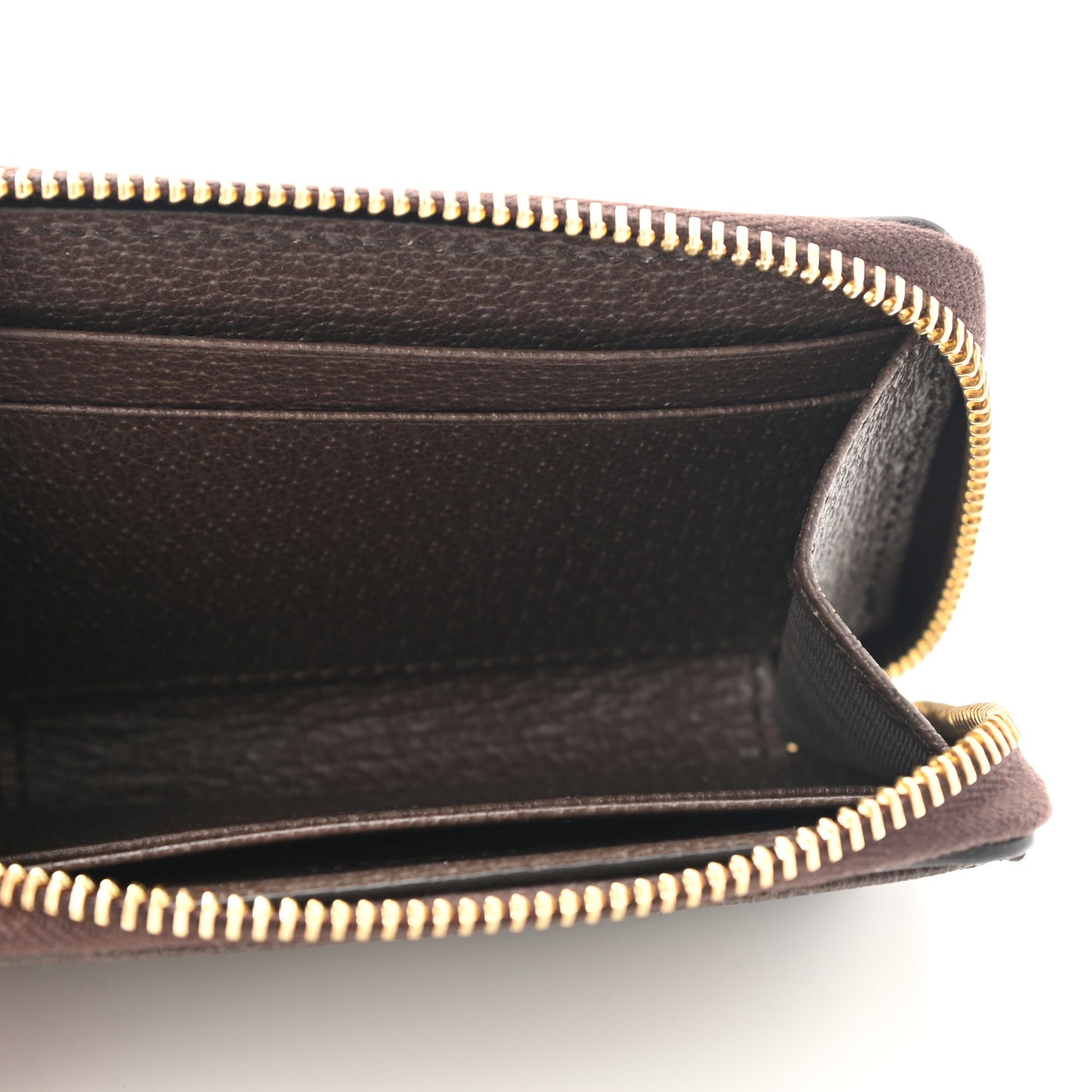GG Supreme Monogram Textured Dollar Calfskin Web Ophidia Zip Around Card Case Wallet Beige Ebony New Acero
