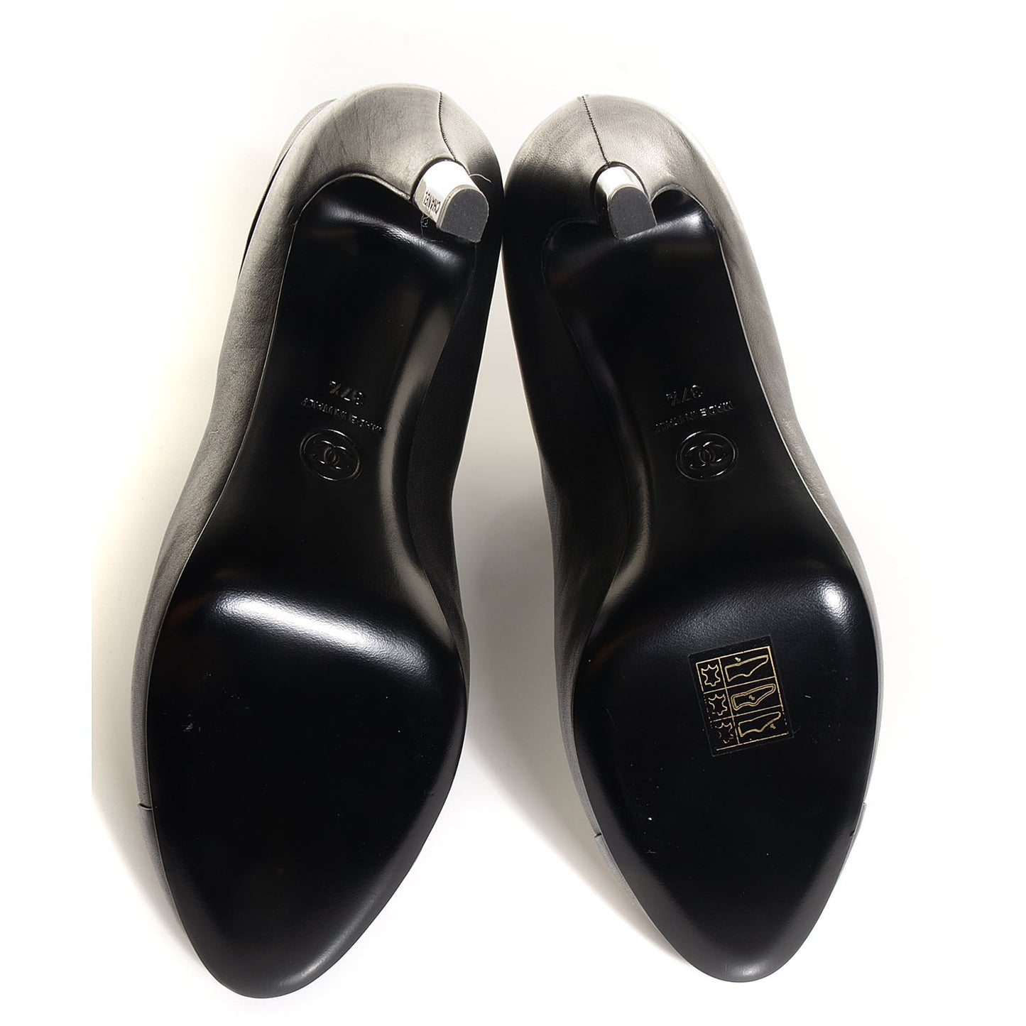 Leather CC Cap Toe Ankle Boots 37.5 Black