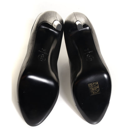Chanel Leather CC Cap Toe Ankle Boots 37.5 Black 6 of 9