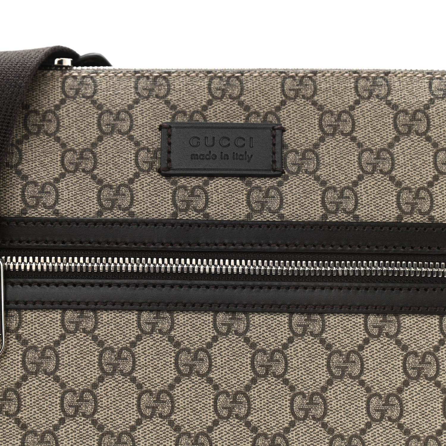 Gucci GG Supreme Monogram Selleria Calfskin Small Flat Messenger Bag Beige Ebony Cocoa Marrone Scuro 8 of 11