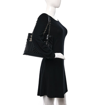 Chanel Patent Chevron Shopper Tote Black 2 of 10