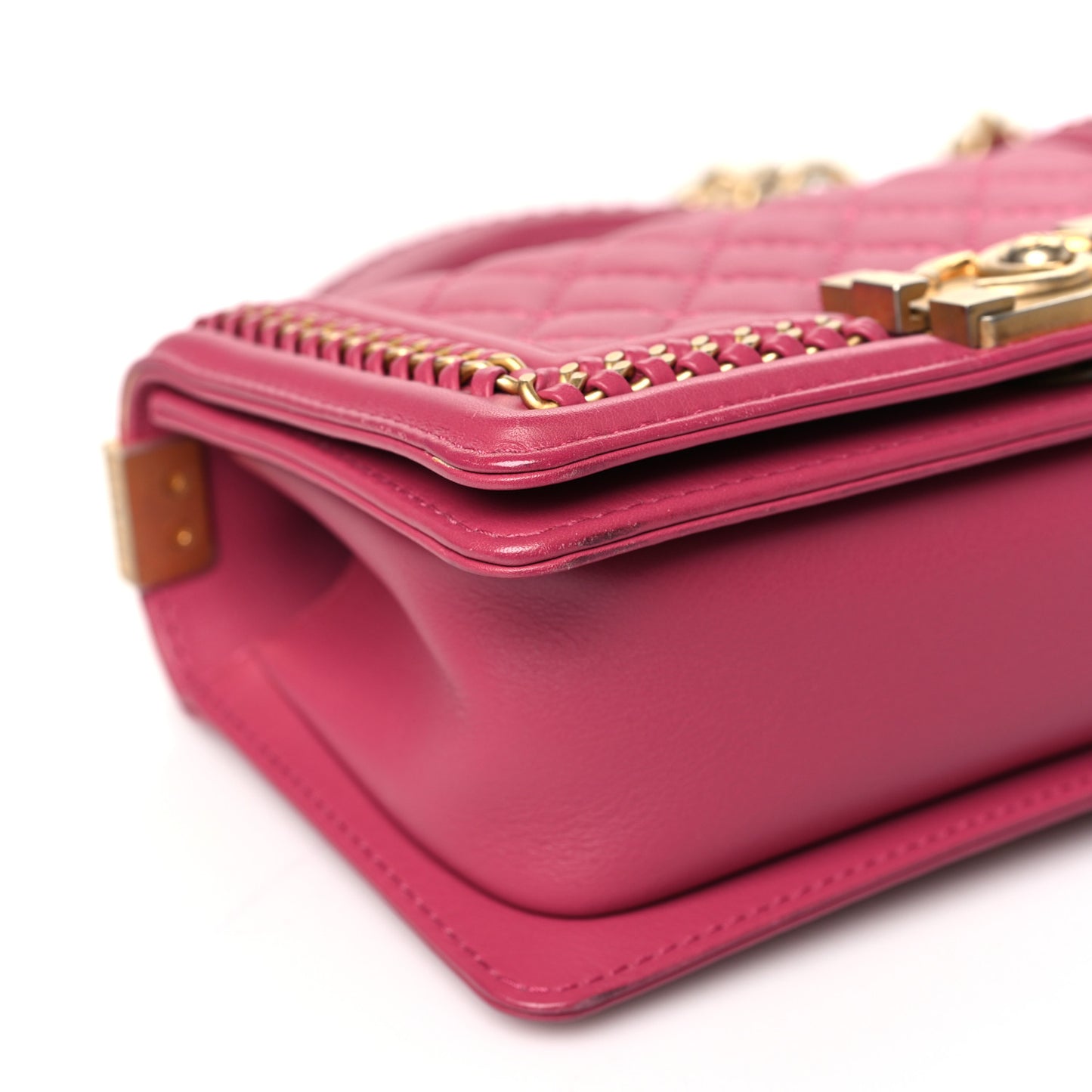 Lambskin Quilted Small Top Handle Boy Flap Pink