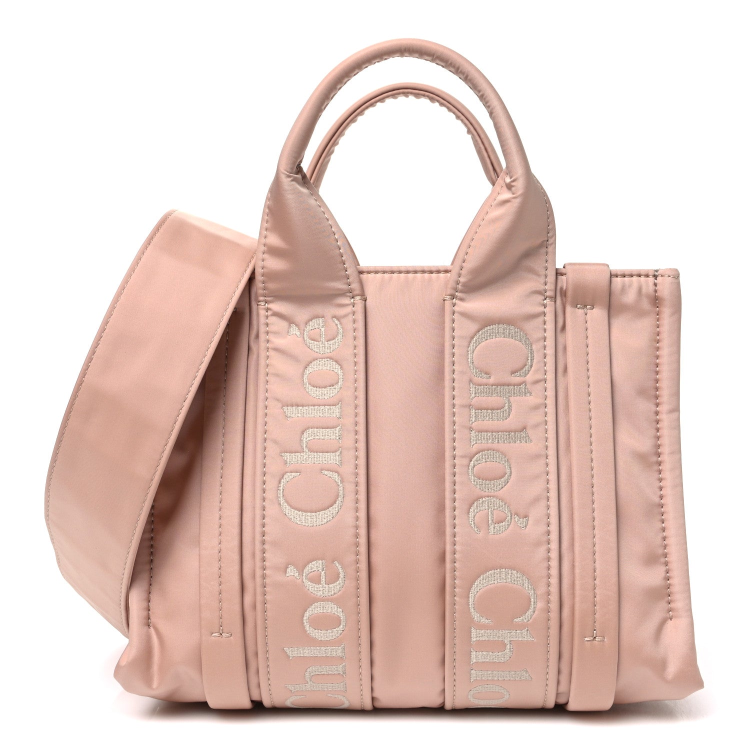 Chloe Nylon Small Woody Tote Rose Dust 1 of 10