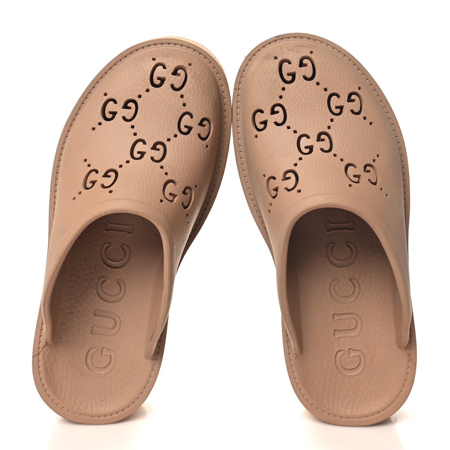 Gucci Rubber GG Monogram Perforated Elea Platform 55mm Lug Sole Sandals 37 Vintage Camel 2 of 9