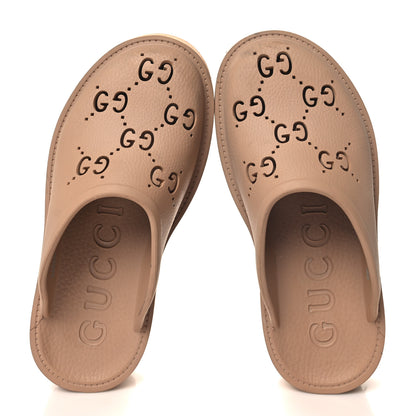 Gucci Rubber GG Monogram Perforated Elea Platform 55mm Lug Sole Sandals 37 Vintage Camel 2 of 9