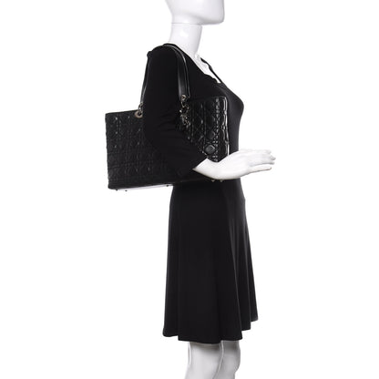 Christian Dior Lambskin Cannage Large Lady Dior Shopper Tote Black 2 of 10