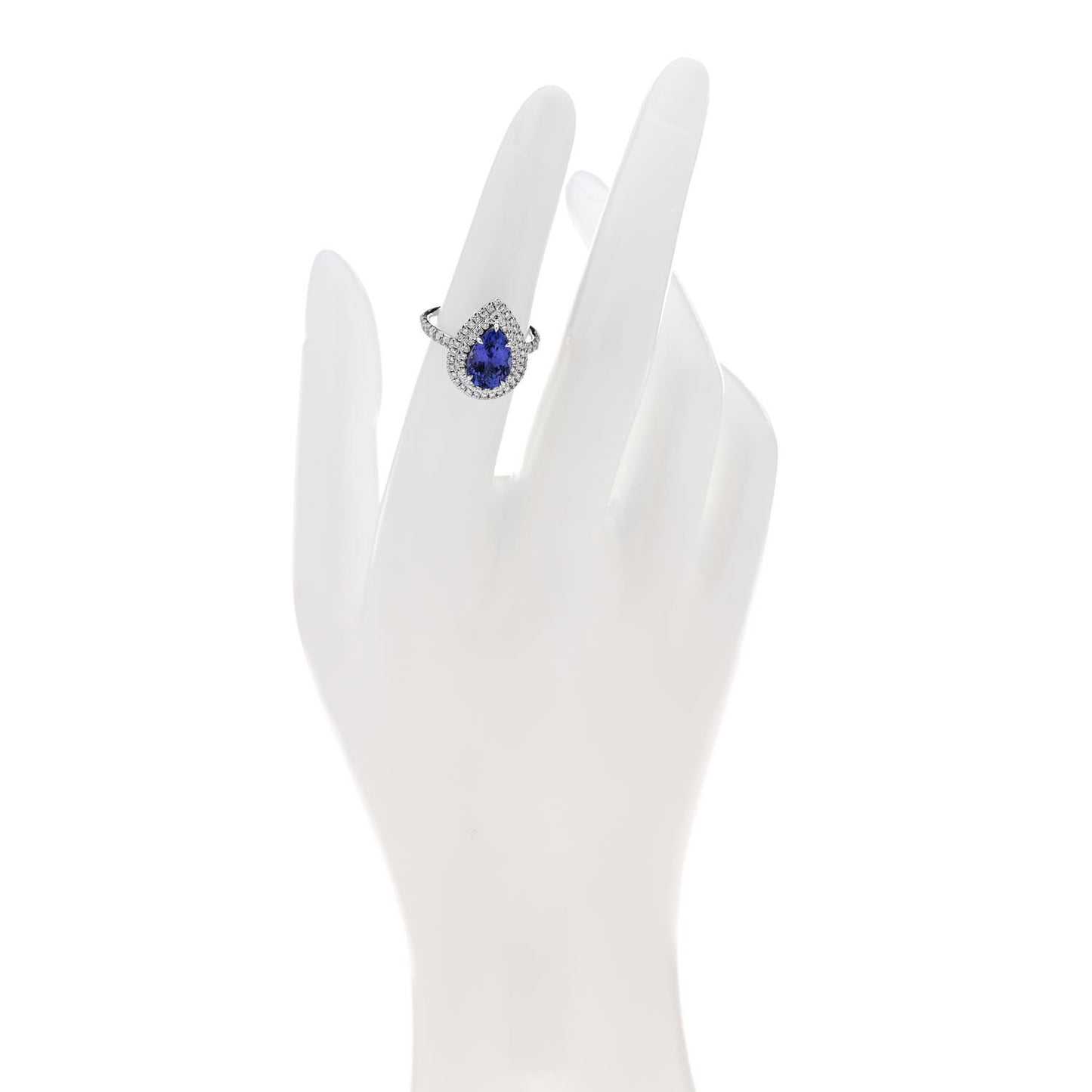 Platinum Diamond Tanzanite Soleste Pear Cut Ring 50 5.25