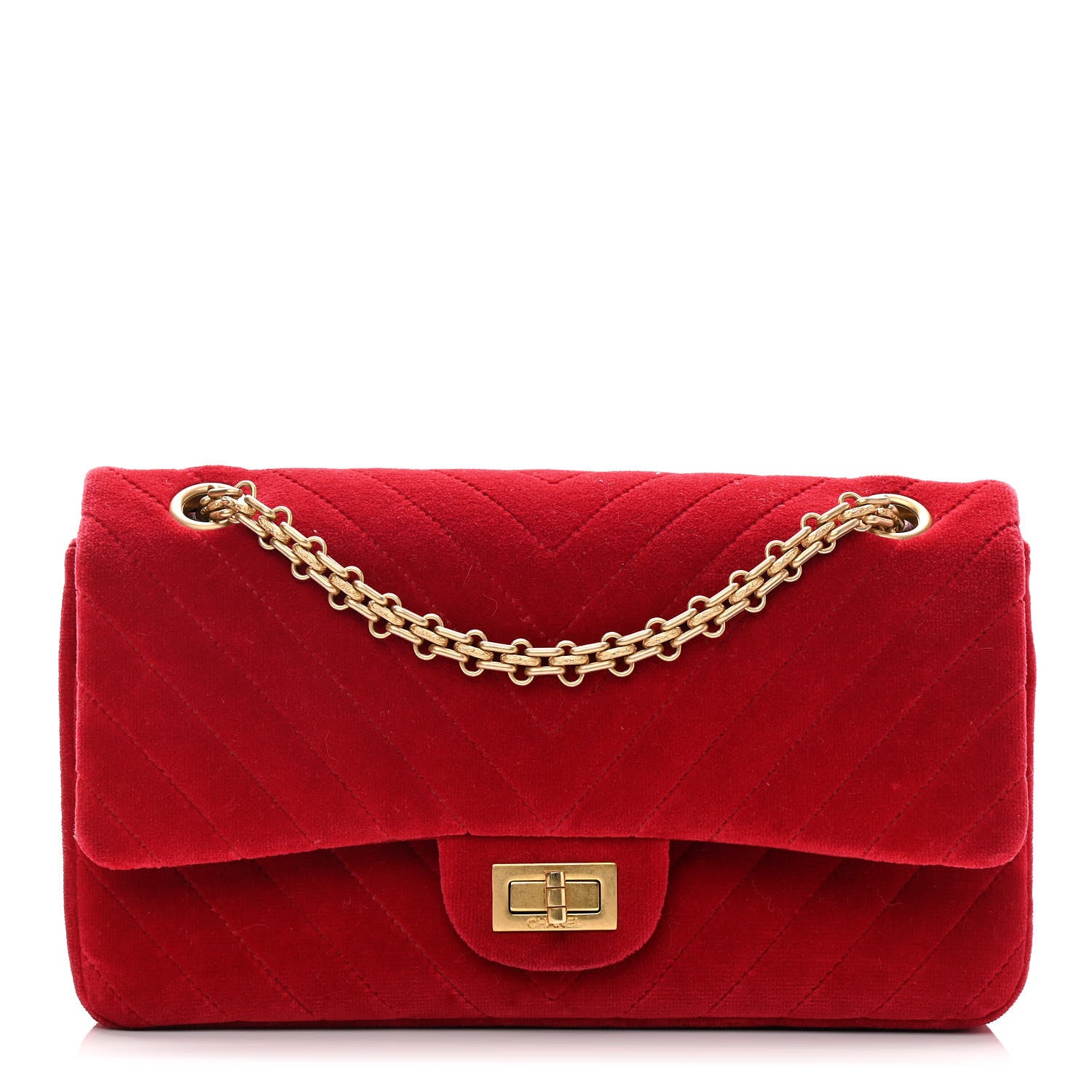 Chanel Velvet Chevron Quilted 2.55 Reissue 225 Flap Red 1 of 12