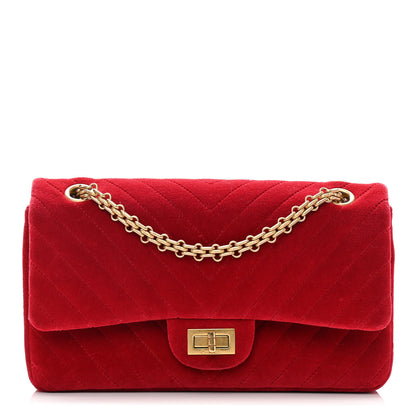 Chanel Velvet Chevron Quilted 2.55 Reissue 225 Flap Red 1 of 12