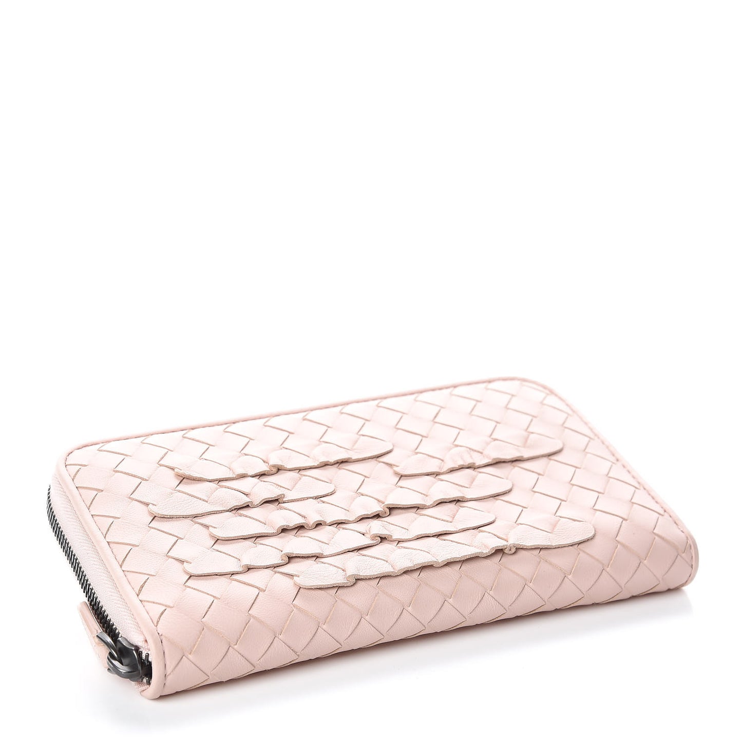 Nappa Intrecciato Zip Around Wallet Petal Pink