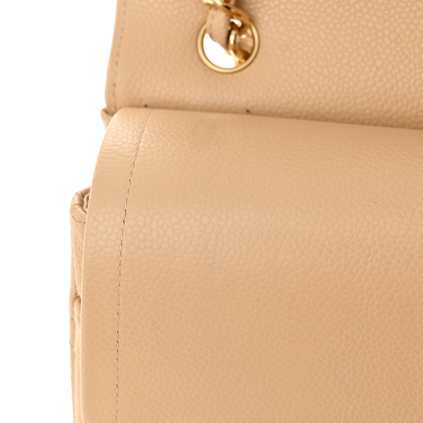 Caviar Quilted Jumbo Double Flap Beige