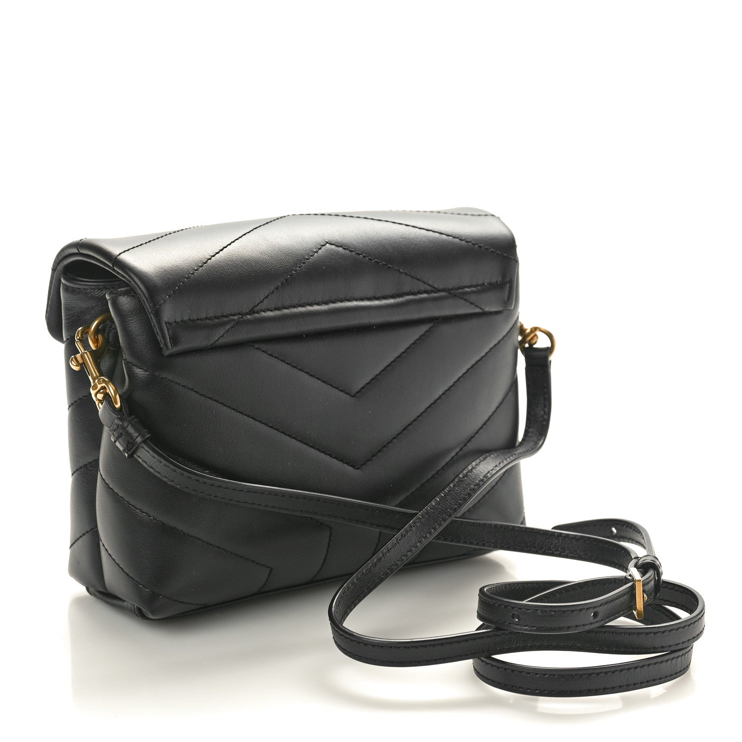 Saint Laurent Calfskin Y Quilted Monogram Toy Loulou Crossbody Bag Black 2 of 11