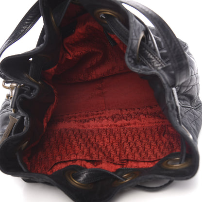 Christian Dior Lambskin Cannage Drawstring Bag Black 5 of 10
