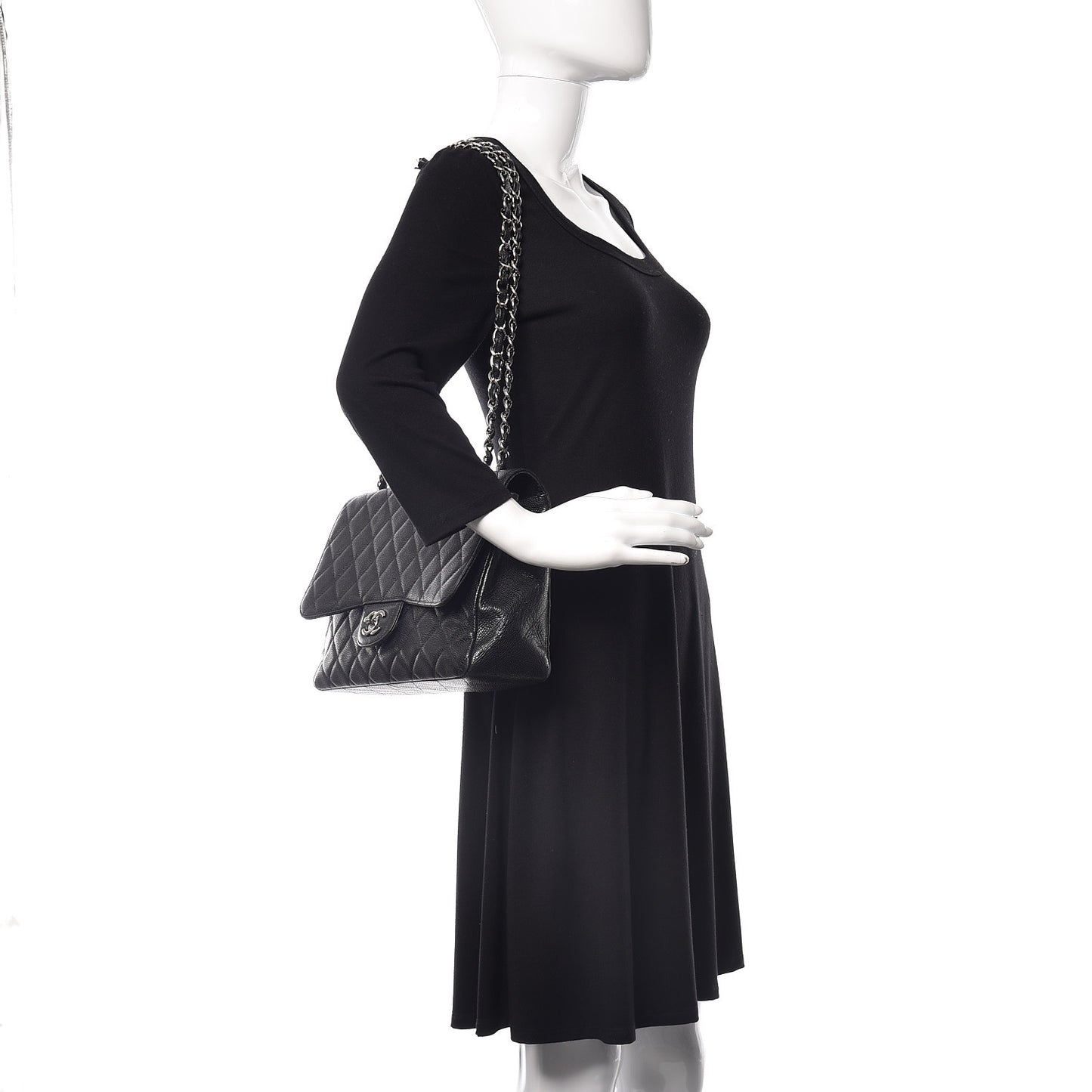 Caviar Quilted Jumbo Single Flap Black