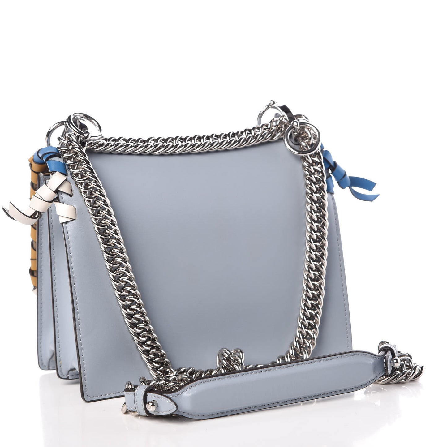 Vitello Liberty Whipstitch Bow Small Kan I Shoulder Bag Azzurro Polvere Multicolor