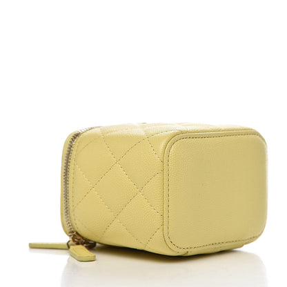 Chanel Caviar Quilted Mini Vanity Case With Chain Light Yellow 4 of 11