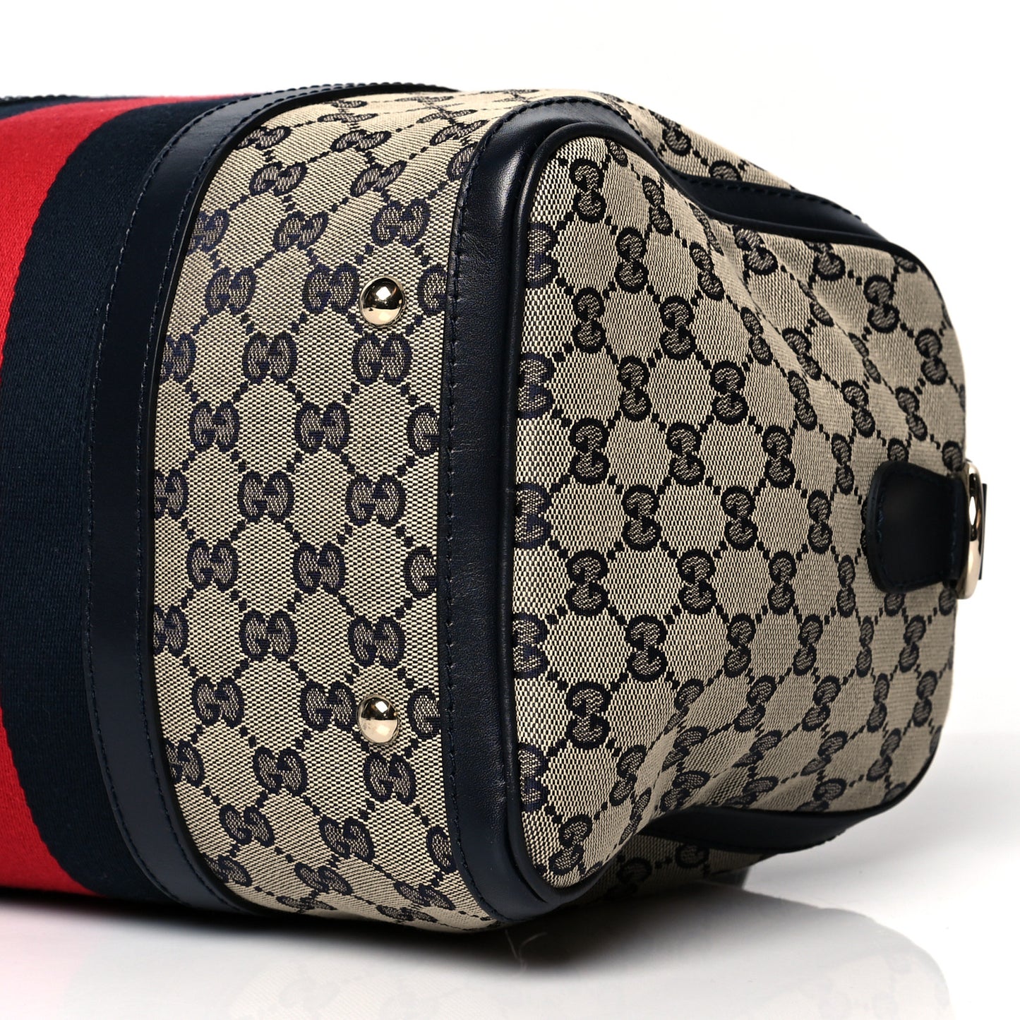 Monogram Selleria Calfskin Vintage Web Medium Boston Beige Blue