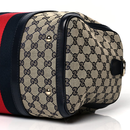 Gucci Monogram Selleria Calfskin Vintage Web Medium Boston Beige Blue 11 of 11