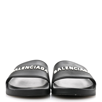 Balenciaga Rubber Womens Logo Pool Slide Sandals 40 Black 3 of 10